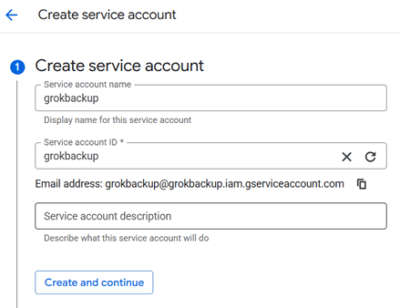create service account