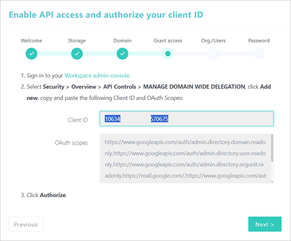 Authorize Domain-Wide Delegation